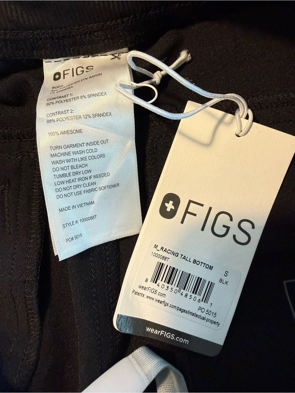 FIGS XTREME Racing Scrub Pants Black Small Tall NWT Rare